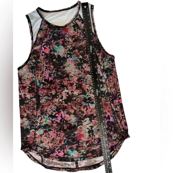 lululemon athletica Black Floral Racerback Tank with Pink and Teal Accents - Picture 4 of 4